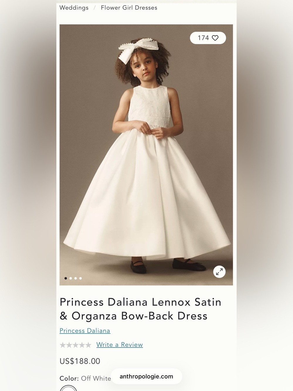 Princess Daliana Lennox Satin & Organza Bow-Back Dress